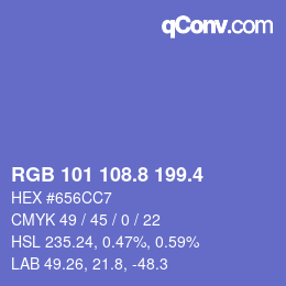 カラーコード: RGB 101 108.8 199.4 | qconv.com