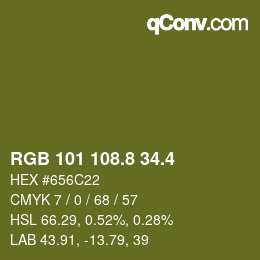 カラーコード: RGB 101 108.8 34.4 | qconv.com