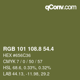 カラーコード: RGB 101 108.8 54.4 | qconv.com