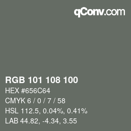 カラーコード: RGB 101 108 100 | qconv.com