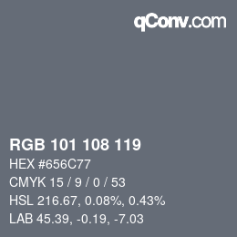 Farbcode: RGB 101 108 119 | qconv.com