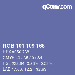 Color code: RGB 101 109 168 | qconv.com