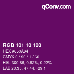 カラーコード: RGB 101 10 100 | qconv.com