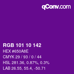 Color code: RGB 101 10 142 | qconv.com