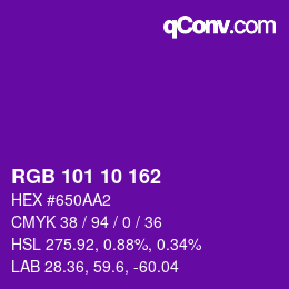 Color code: RGB 101 10 162 | qconv.com