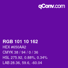 カラーコード: RGB 101 10 162 | qconv.com