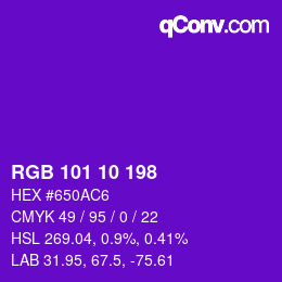 Color code: RGB 101 10 198 | qconv.com