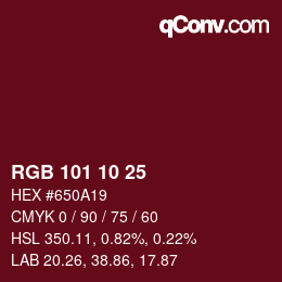 Color code: RGB 101 10 25 | qconv.com