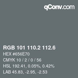 カラーコード: RGB 101 110.2 112.6 | qconv.com
