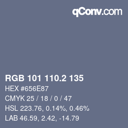 カラーコード: RGB 101 110.2 135 | qconv.com