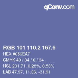 カラーコード: RGB 101 110.2 167.6 | qconv.com