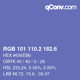 カラーコード: RGB 101 110.2 182.6 | qconv.com