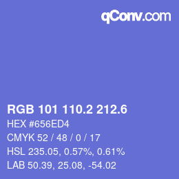カラーコード: RGB 101 110.2 212.6 | qconv.com