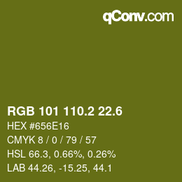 カラーコード: RGB 101 110.2 22.6 | qconv.com
