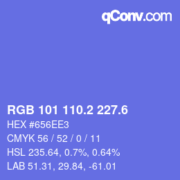 カラーコード: RGB 101 110.2 227.6 | qconv.com