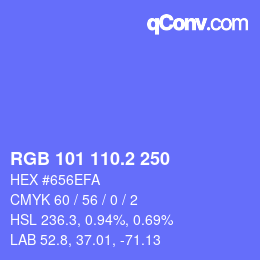 カラーコード: RGB 101 110.2 250 | qconv.com