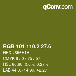 カラーコード: RGB 101 110.2 27.6 | qconv.com