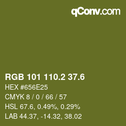 カラーコード: RGB 101 110.2 37.6 | qconv.com