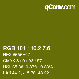 カラーコード: RGB 101 110.2 7.6 | qconv.com