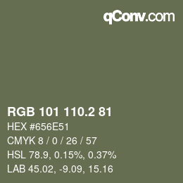 カラーコード: RGB 101 110.2 81 | qconv.com