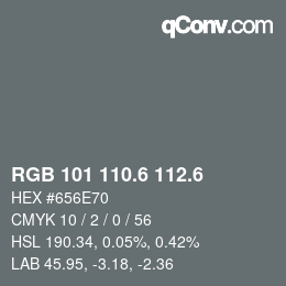 カラーコード: RGB 101 110.6 112.6 | qconv.com