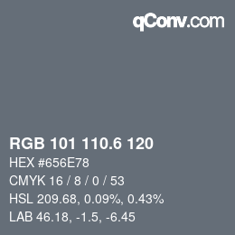 カラーコード: RGB 101 110.6 120 | qconv.com