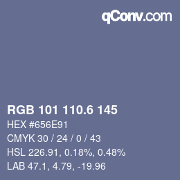 カラーコード: RGB 101 110.6 145 | qconv.com