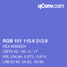 カラーコード: RGB 101 110.6 212.6 | qconv.com