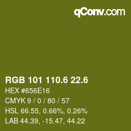 カラーコード: RGB 101 110.6 22.6 | qconv.com