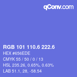 カラーコード: RGB 101 110.6 222.6 | qconv.com