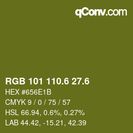 カラーコード: RGB 101 110.6 27.6 | qconv.com