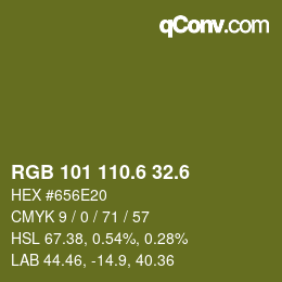 カラーコード: RGB 101 110.6 32.6 | qconv.com