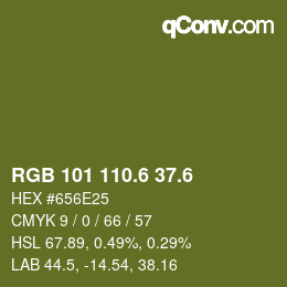 カラーコード: RGB 101 110.6 37.6 | qconv.com