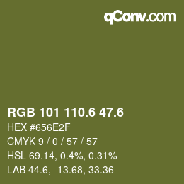 カラーコード: RGB 101 110.6 47.6 | qconv.com