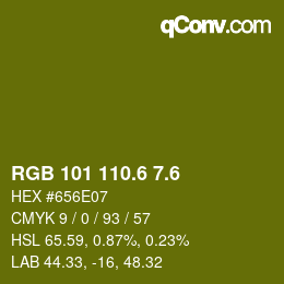 カラーコード: RGB 101 110.6 7.6 | qconv.com