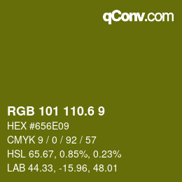 カラーコード: RGB 101 110.6 9 | qconv.com