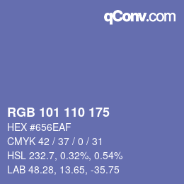 颜色代码: RGB 101 110 175 | qconv.com