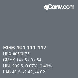 Color code: RGB 101 111 117 | qconv.com