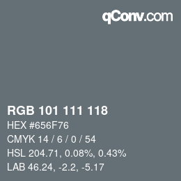 Código de color: RGB 101 111 118 | qconv.com