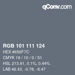 Farbcode: RGB 101 111 124 | qconv.com