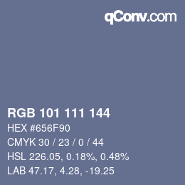Código de color: RGB 101 111 144 | qconv.com