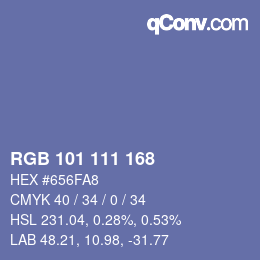 Color code: RGB 101 111 168 | qconv.com