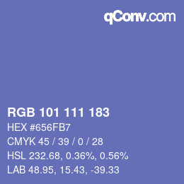 Color code: RGB 101 111 183 | qconv.com