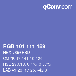 Color code: RGB 101 111 189 | qconv.com