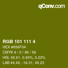 Color code: RGB 101 111 4 | qconv.com