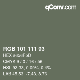 Código de color: RGB 101 111 93 | qconv.com