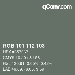 Color code: RGB 101 112 103 | qconv.com