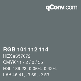 颜色代码: RGB 101 112 114 | qconv.com