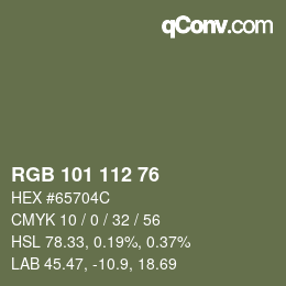 Color code: RGB 101 112 76 | qconv.com