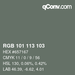 カラーコード: RGB 101 113 103 | qconv.com
